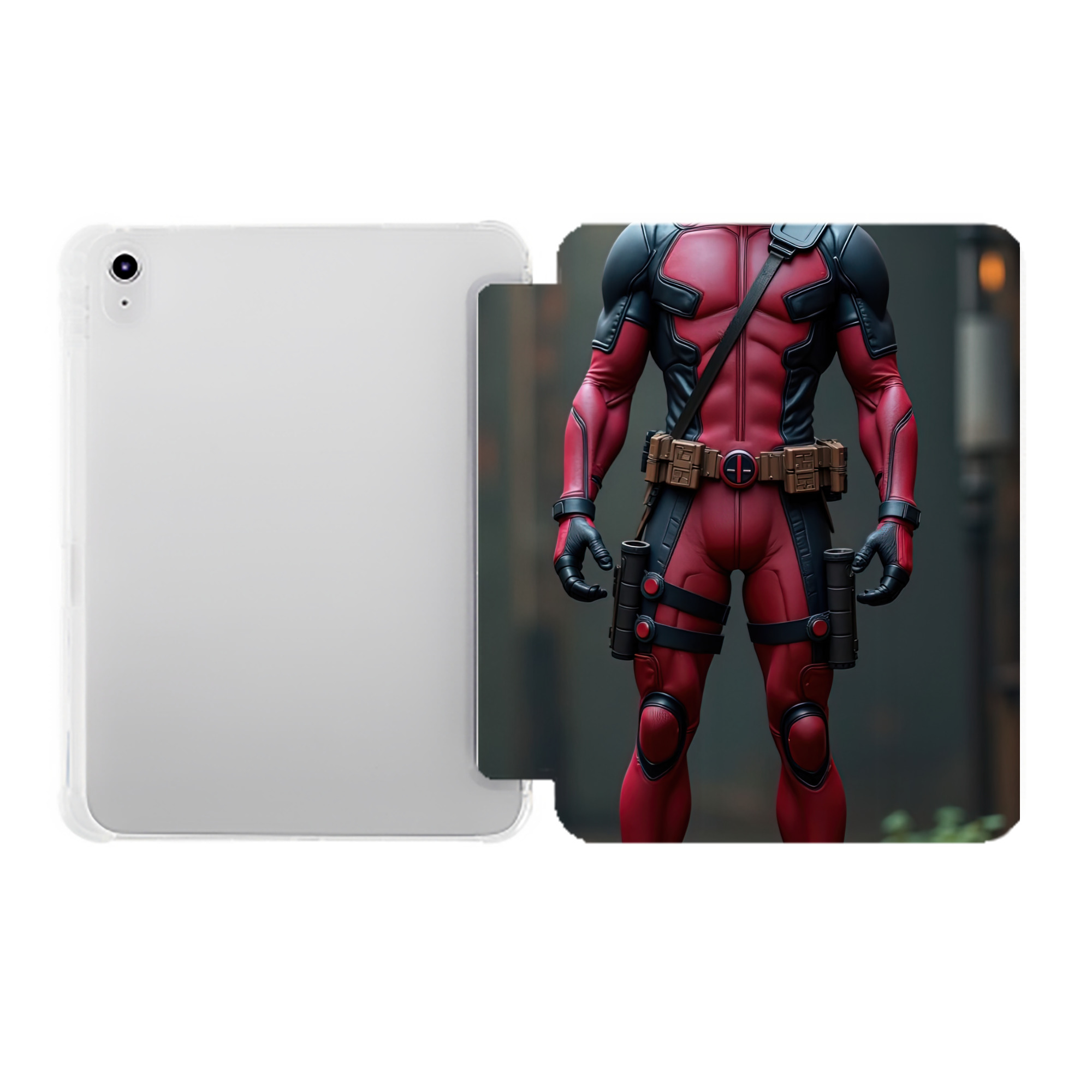 （画像用） Deadpool デッドプール IPad ケース ペン収納付き 三つ折りスタンド PUレザー×シリコン 対応機種9.5/10.5/10.9インチ